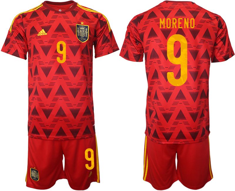 Men 2022 World Cup National Team Spain home red #9 Soccer Jersey->spain jersey->Soccer Country Jersey